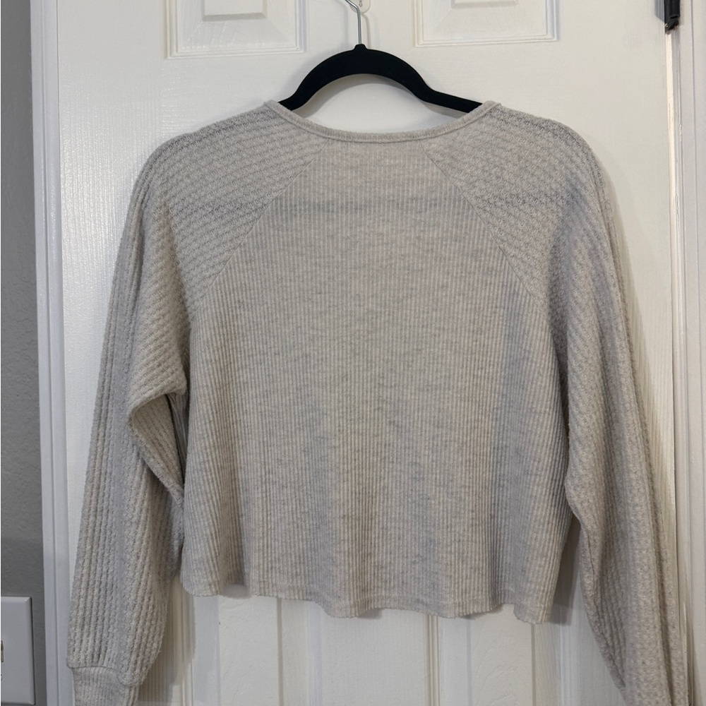 AE Soft & Sexy Plush Cream Waffle Sweater - Picture 6 of 8